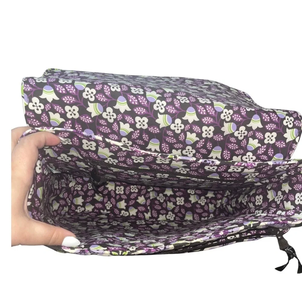 Vera Bradley Attache Laptop Messenger Bag Plum Petals Retired 14x12x4